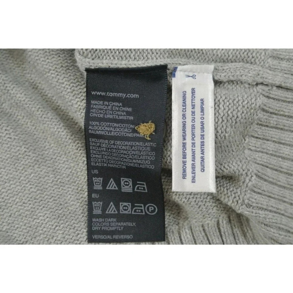 Tommy Hilfiger  Sweater Shawl Neck Button Gray Knit Mens Large 100% Cotton - Picture 10 of 11